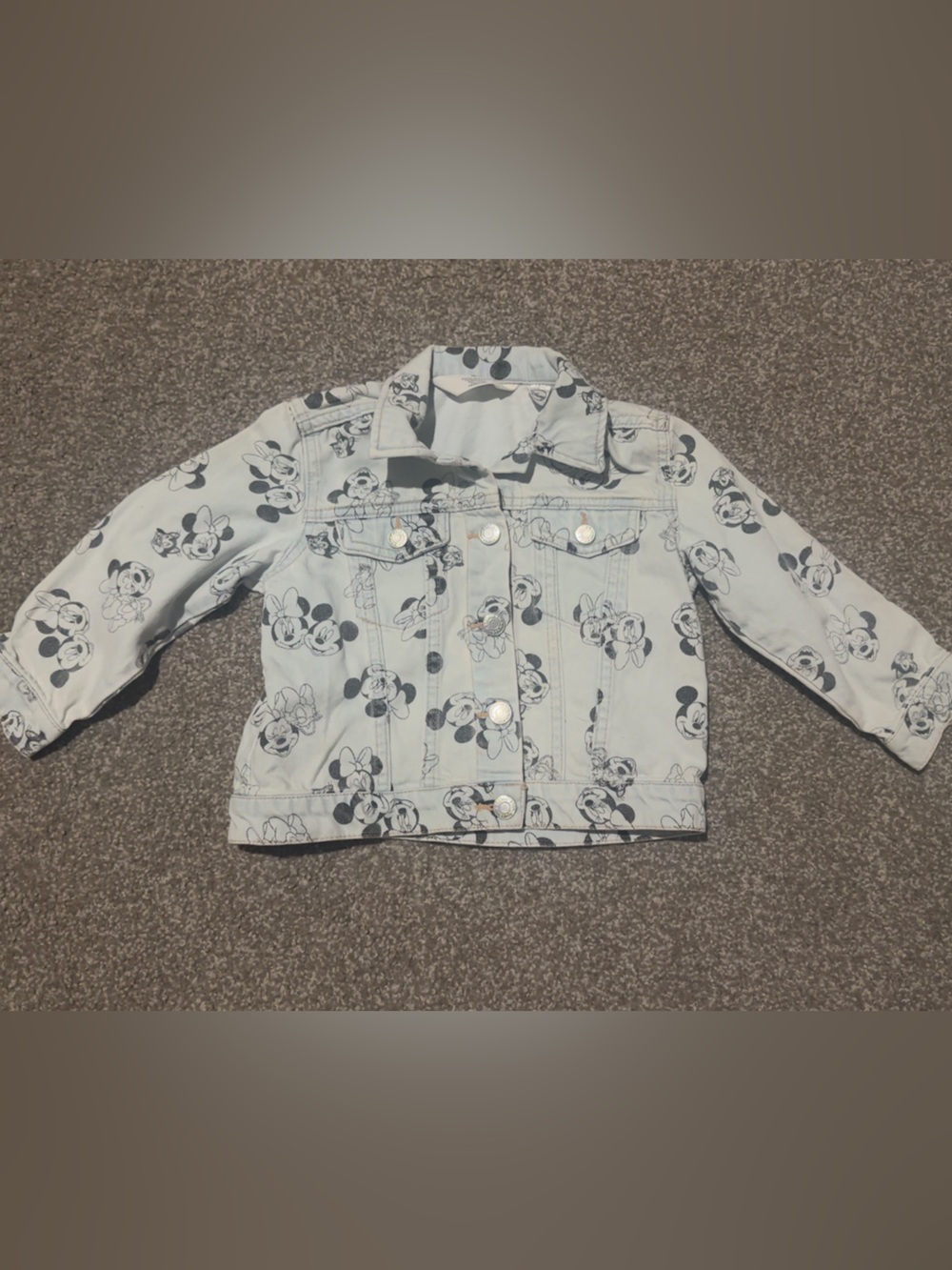 Disney White Denim Jacket with Black Mickey Print